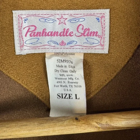 Panhandle Slim Jacket Womens Large Brown Faux Suede Snap Front Western Made USA - Picture 2 of 4